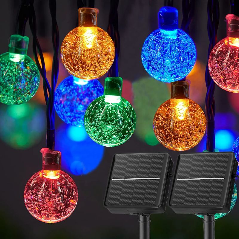 Solar String Lights Outdoor 60 Led 35.6 Feet Crystal Globe Lights with 8 Lighting Modes,-Sparklie Lights