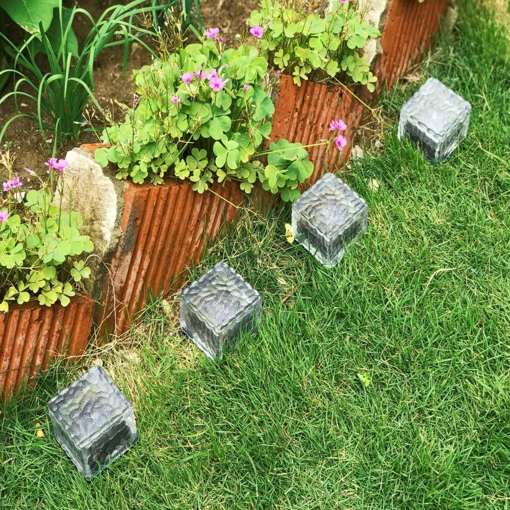 Solar-Powered Heavy Duty Brick Path Lights - Pack of 4 | Decorative Outdoor Pavers-Sparklie Lights