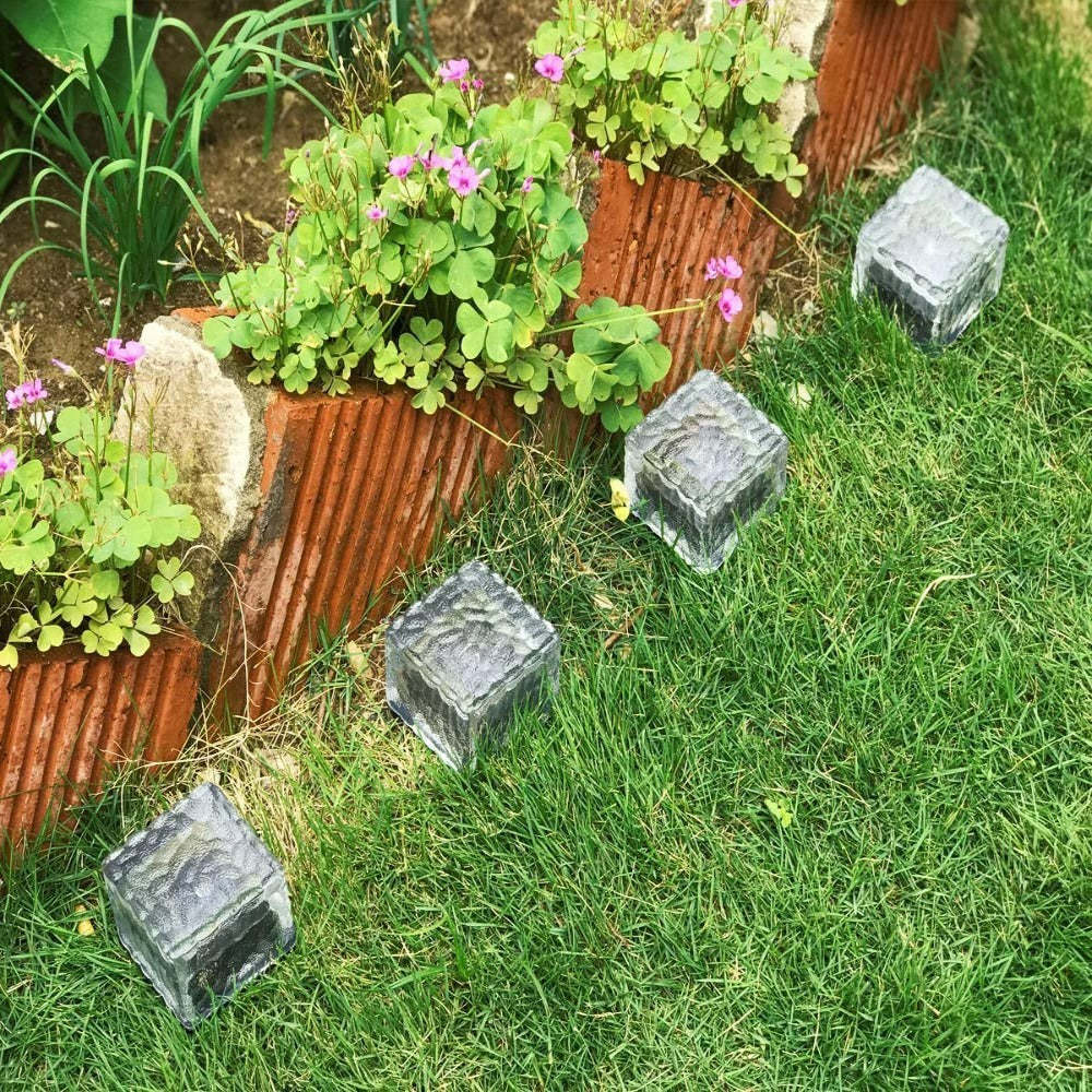 Solar-Powered Heavy Duty Brick Path Lights - Pack of 4 | Decorative Outdoor Pavers-Sparklie Lights
