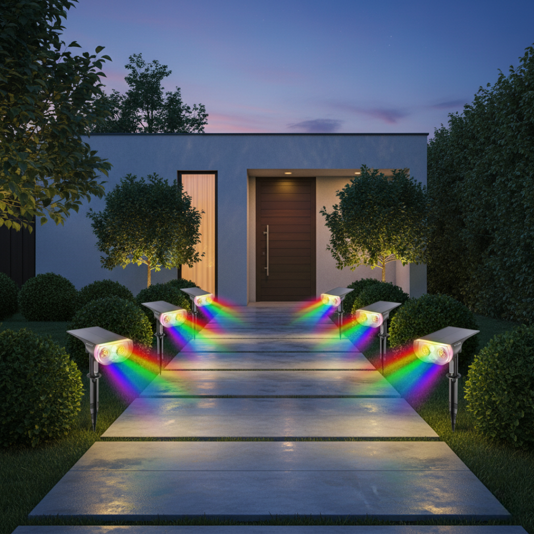 RGB Halloween Solar Lights Outdoor 2 Pack Waterproof Spotlights