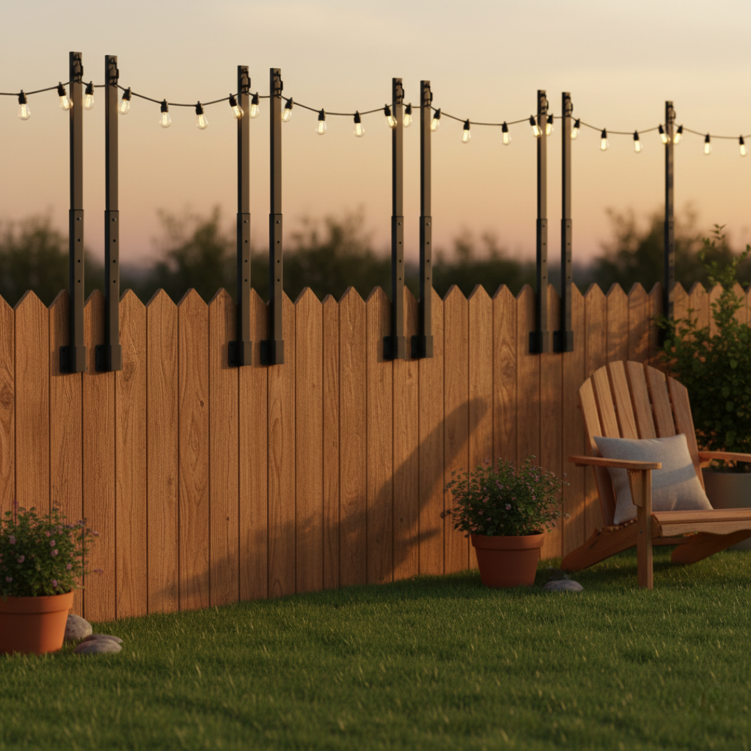 Outdoor String Light Poles with Clips