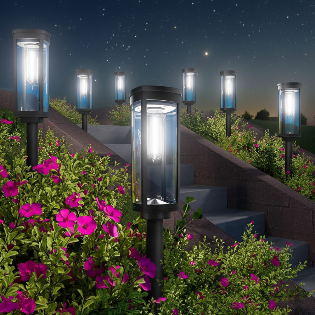 Bright Solar Pathway Lights Outdoor 8 Pack Waterproof Garden Lamps