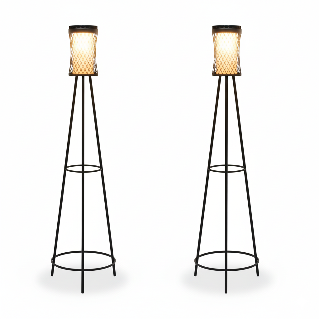 2 Pack Of Outdoor Solar Floor Lamps with USB Charging