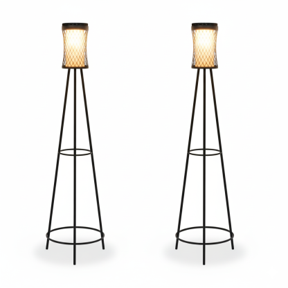 2 Pack Of Outdoor Solar Floor Lamps with USB Charging