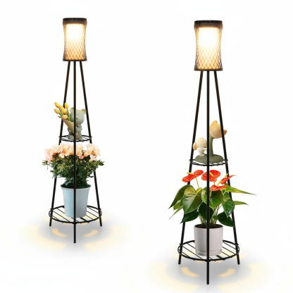 2 Pack Of Outdoor Solar Floor Lamps with USB Charging