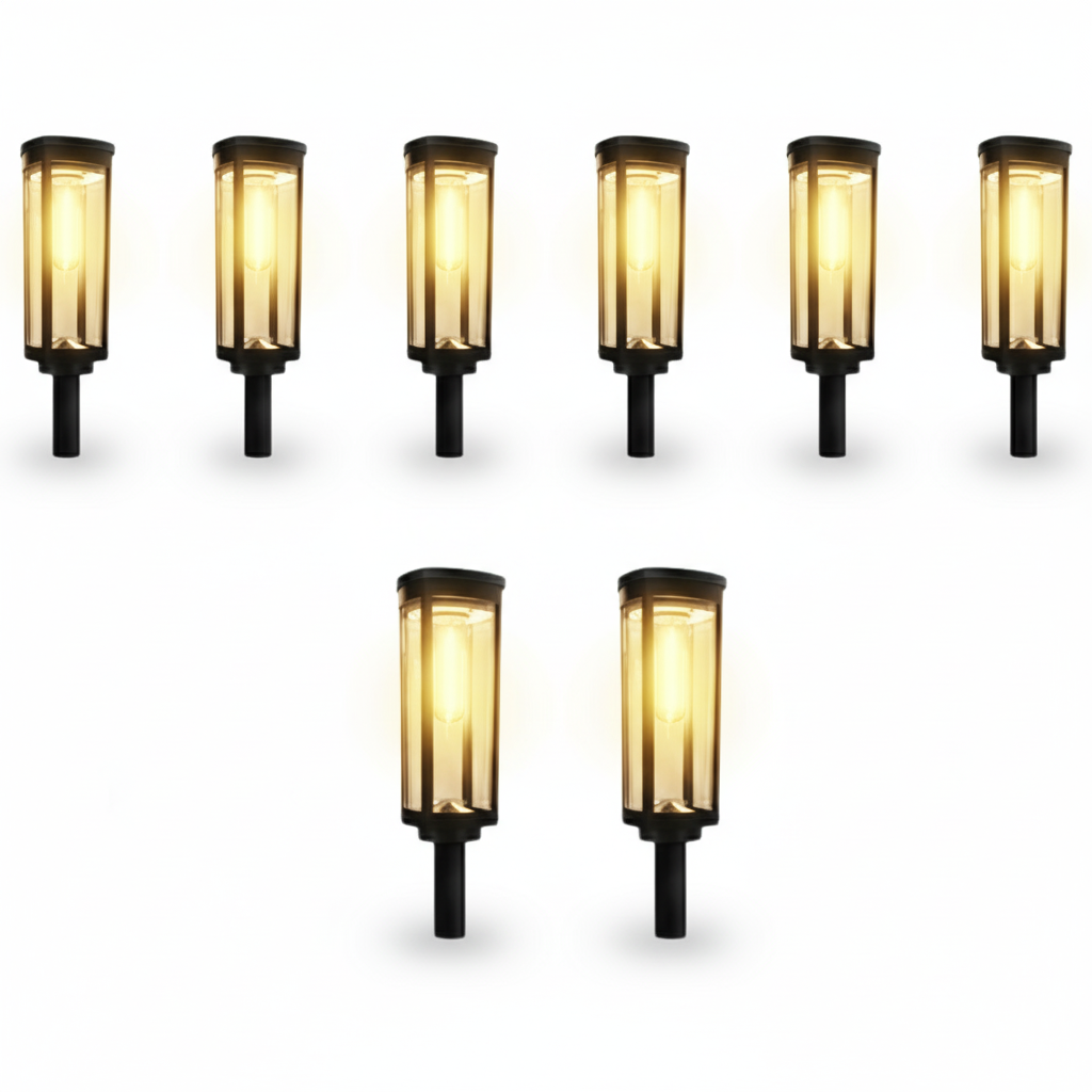 Bright Solar Pathway Lights Outdoor 8 Pack Waterproof Garden Lamps