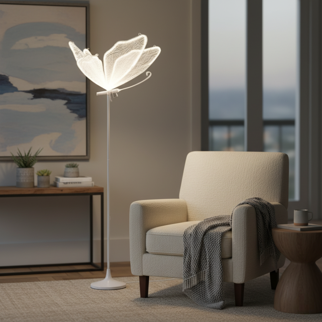 Three Color Butterfly Floor Lamp with LED Lighting for Home and Wedding Decor
