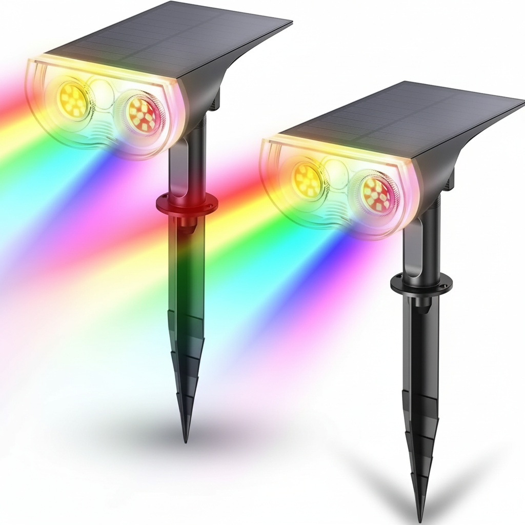 RGB Halloween Solar Lights Outdoor 2 Pack Waterproof Spotlights