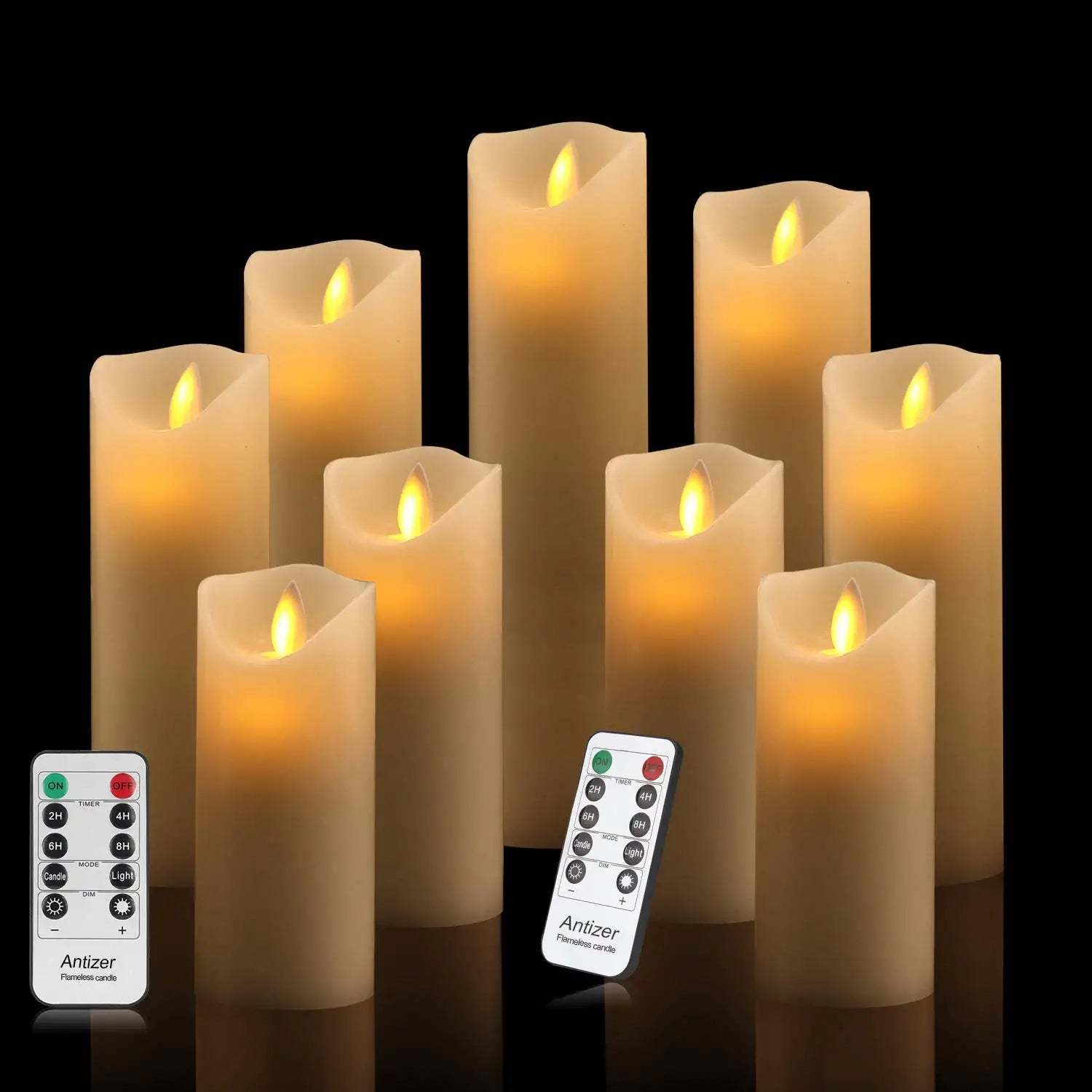Pack Of 9 LED Candles With Remote Timer-Sparklie Lights