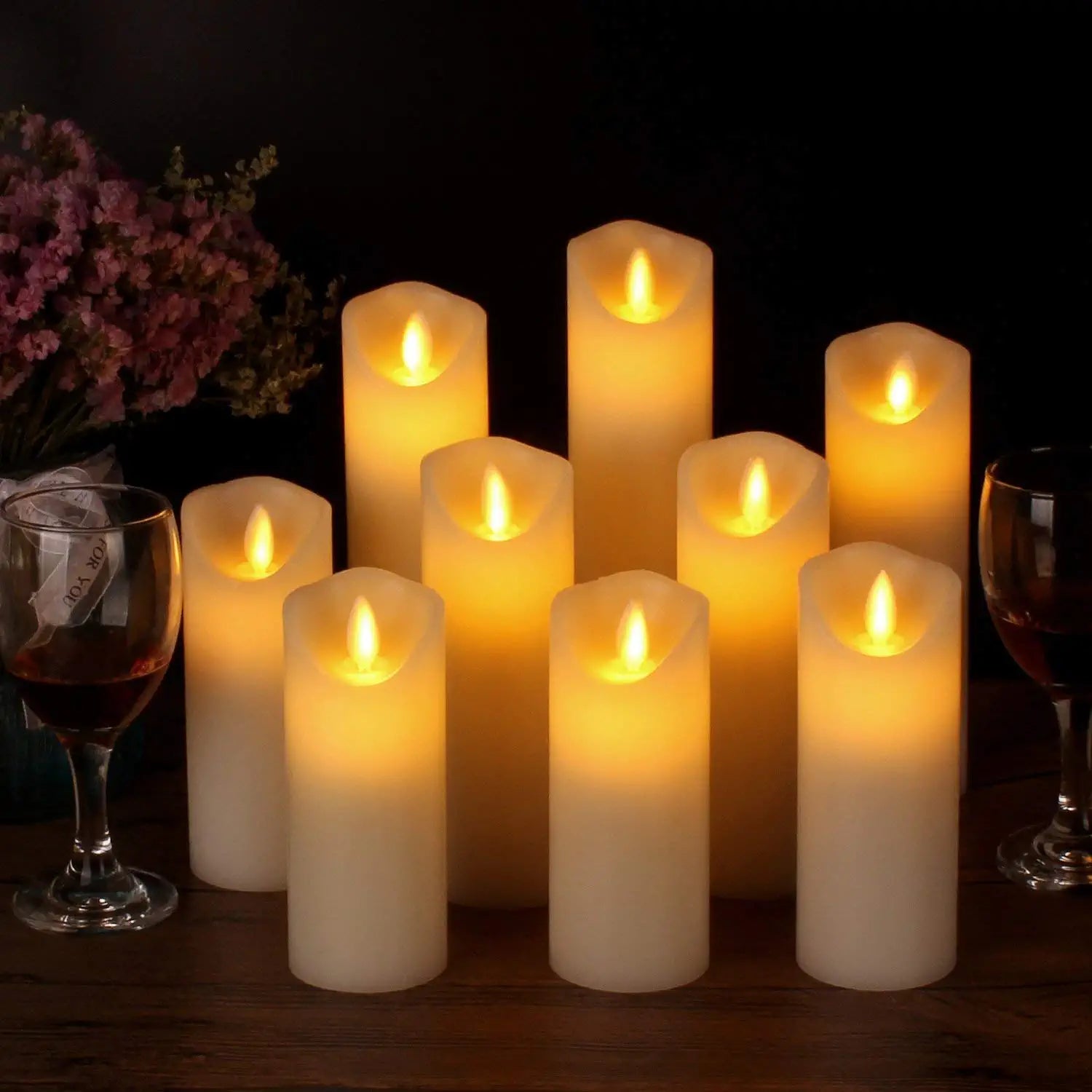 Pack Of 9 LED Candles With Remote Timer-Sparklie Lights