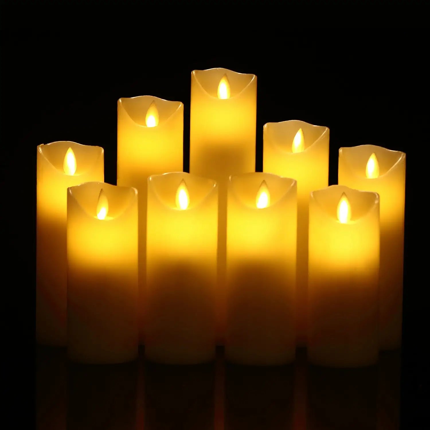 Pack Of 9 LED Candles With Remote Timer-Sparklie Lights
