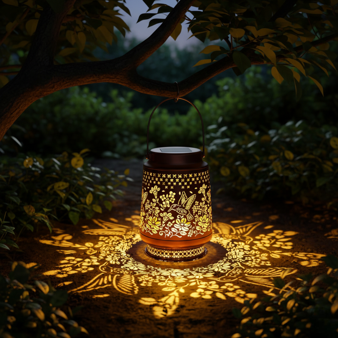 Outdoor Hummingbird Solar Lanterns Waterproof Hanging Metal Lights