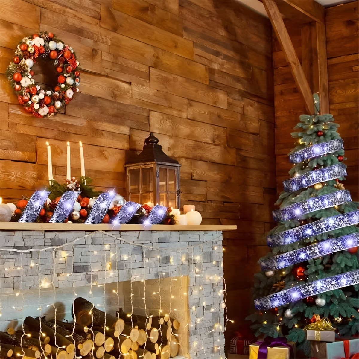 Battery Powered LED Christmas Ribbon Lights