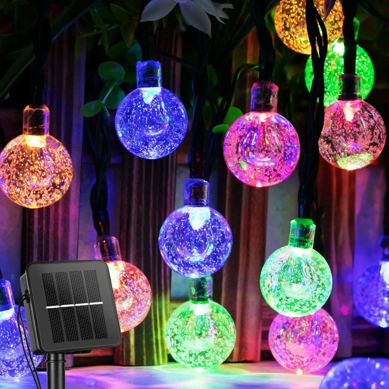 Solar String Lights Outdoor 60 Led 35.6 Feet Crystal Globe Lights with 8 Lighting Modes,-Sparklie Lights