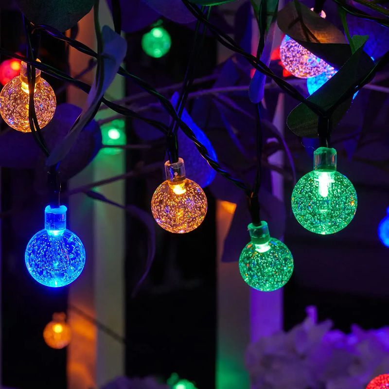 Solar String Lights Outdoor 60 Led 35.6 Feet Crystal Globe Lights with 8 Lighting Modes,-Sparklie Lights