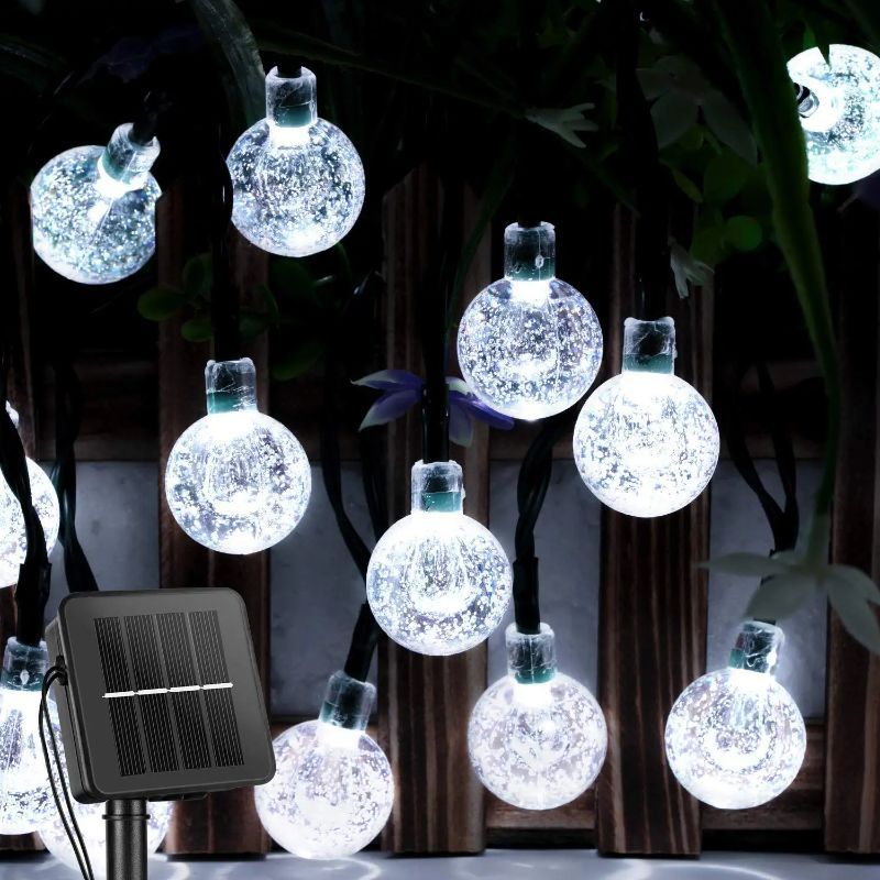 Solar String Lights Outdoor 60 Led 35.6 Feet Crystal Globe Lights with 8 Lighting Modes,-Sparklie Lights