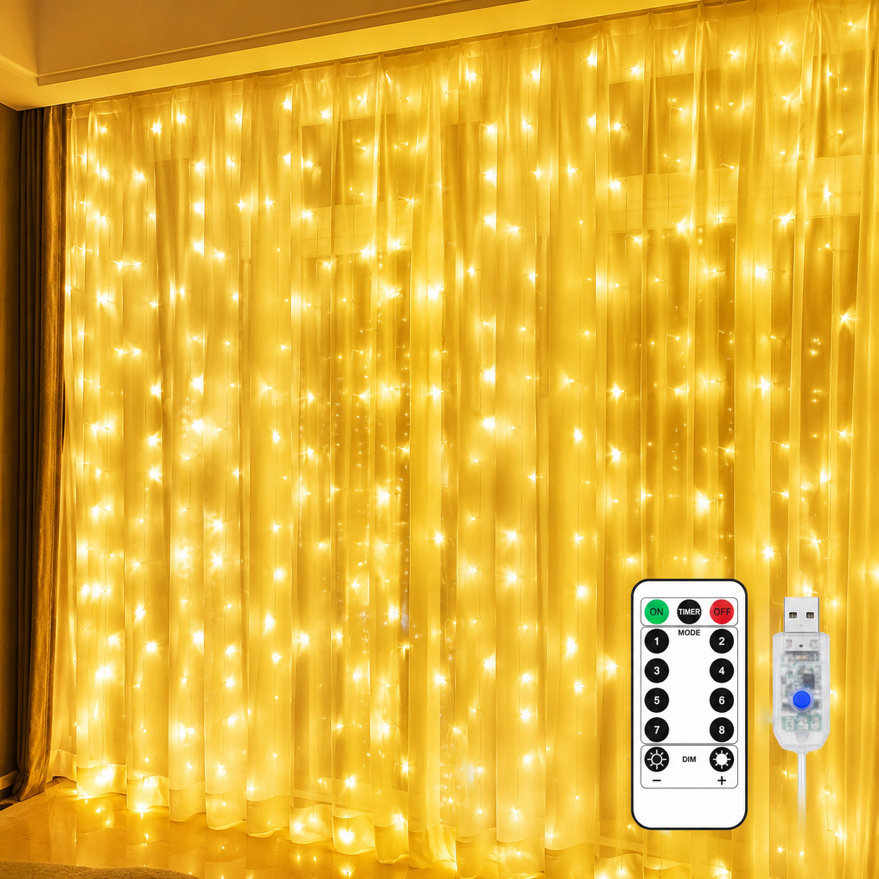 Remote Control Window Curtain Lights For Bedroom Decor