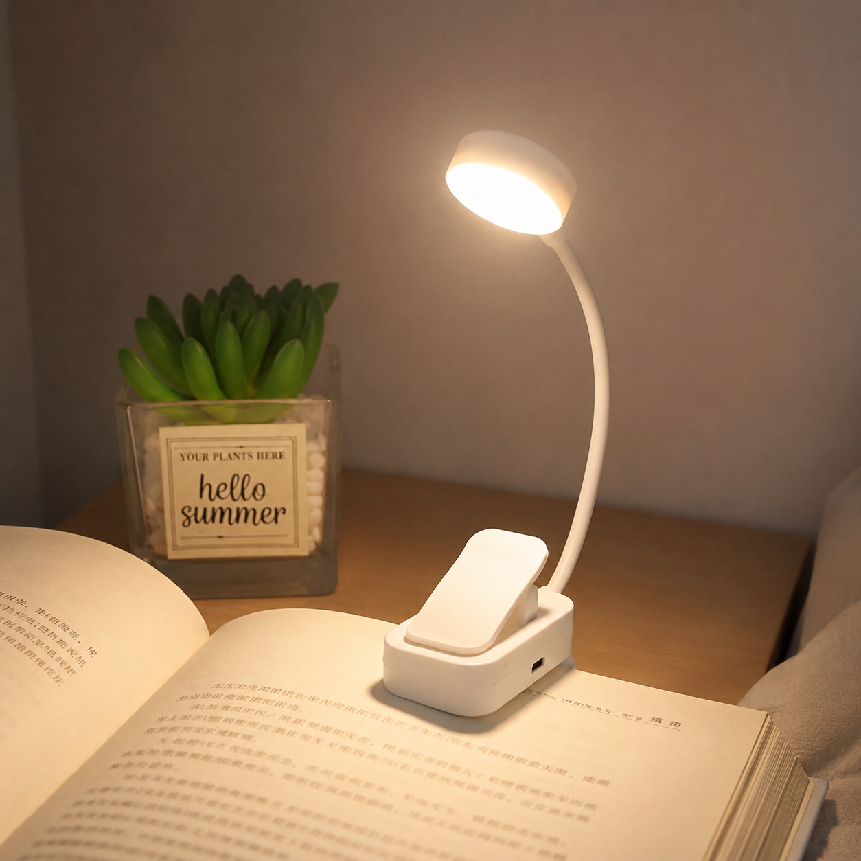 Rechargeable Clip On Reading Lamp With 4 LEDs