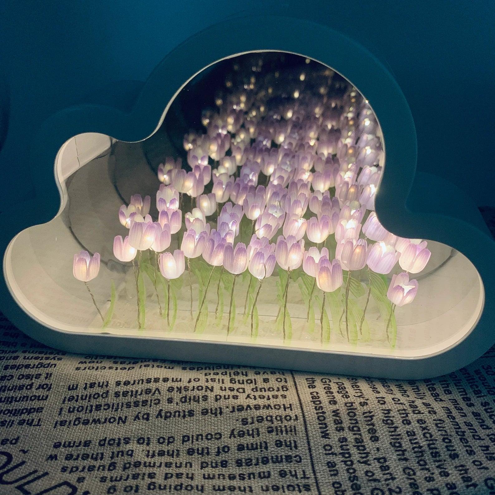 Cloud Tulip Light Mirror-LED Solar Fairy Lights