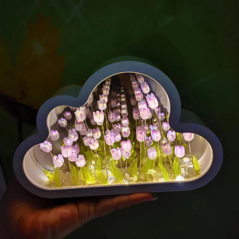 Tulip Cloud Mirror Bedroom Sleeping Table Lamp-LED Solar Fairy Lights