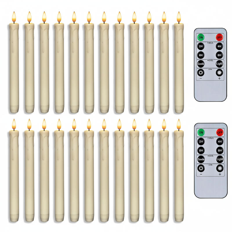 Flameless Taper Candles With Remote Timer Dimmer