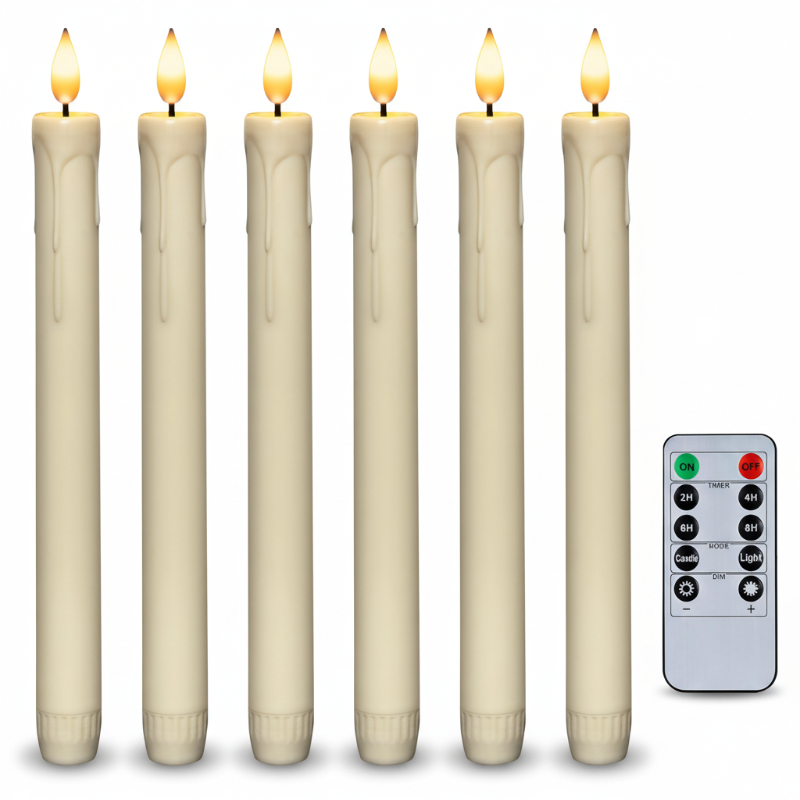 Flameless Taper Candles With Remote Timer Dimmer
