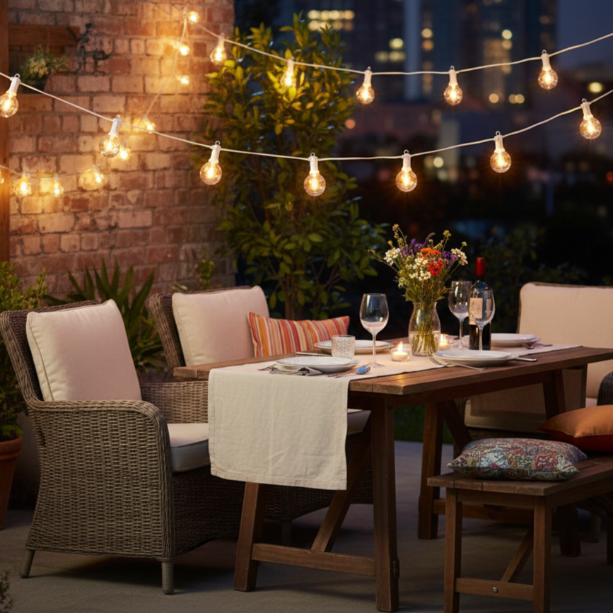 LED Outdoor String Lights With Shatterproof G40 Edison Bulbs