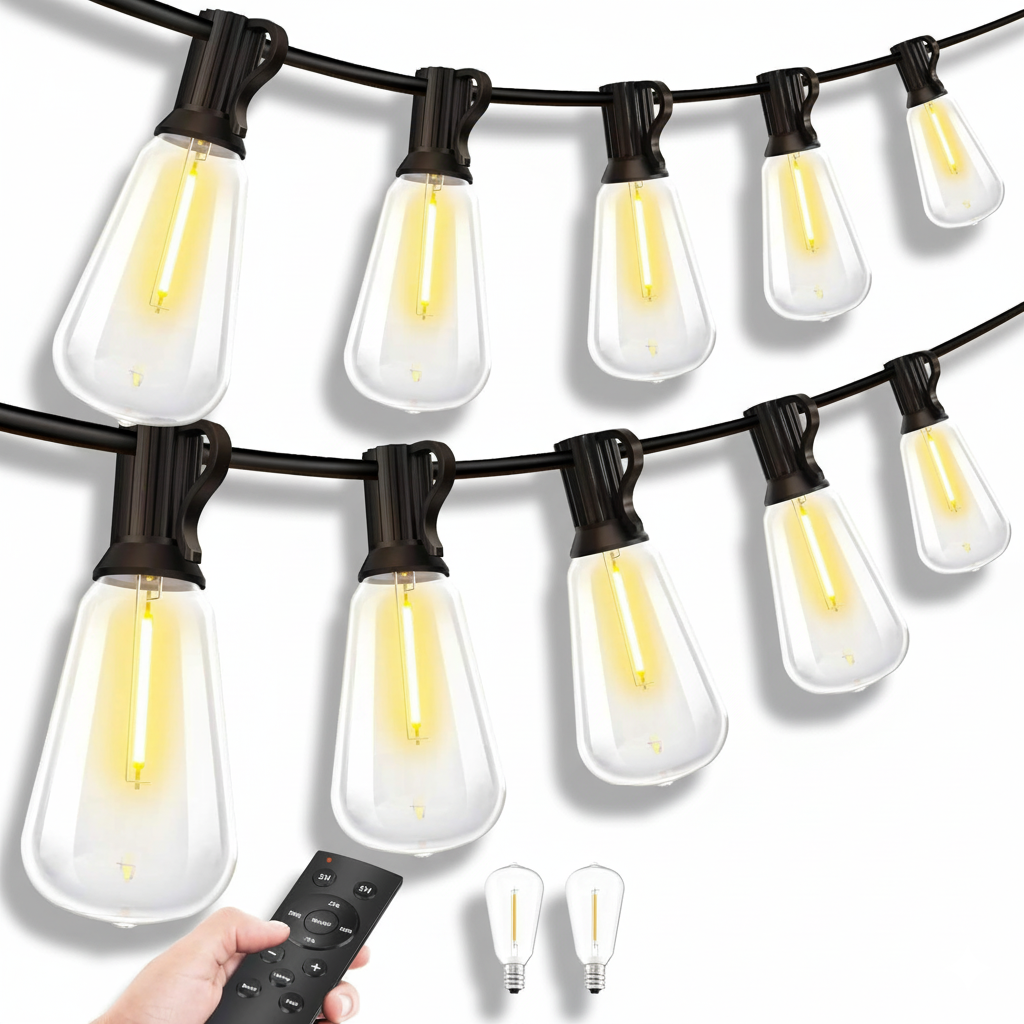 Outdoor String LED Patio Lights With Remote