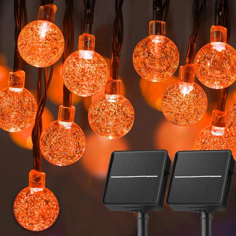 Solar String Lights Outdoor 60 Led 35.6 Feet Crystal Globe Lights with 8 Lighting Modes,-Sparklie Lights