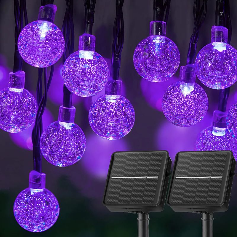 Solar String Lights Outdoor 60 Led 35.6 Feet Crystal Globe Lights with 8 Lighting Modes,-Sparklie Lights