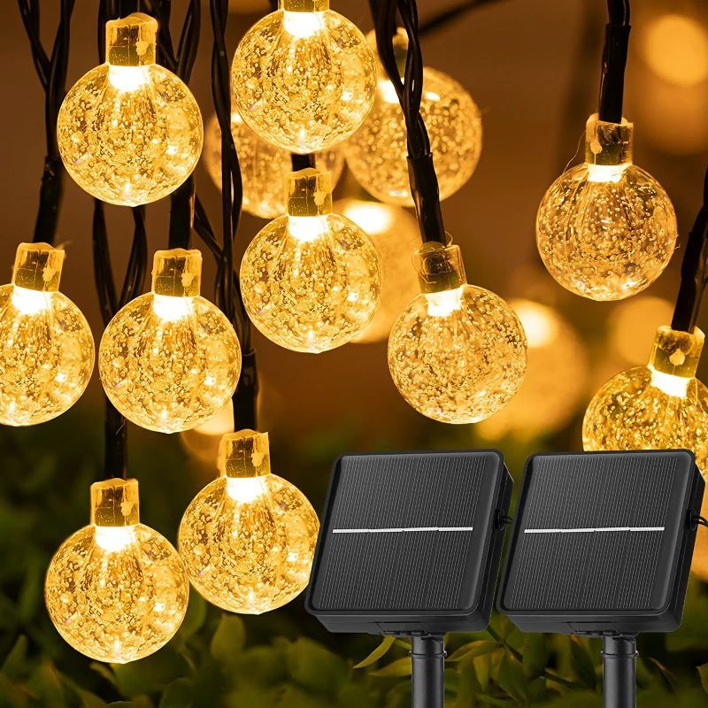 Solar String Lights Outdoor 60 Led 35.6 Feet Crystal Globe Lights with 8 Lighting Modes,-Sparklie Lights