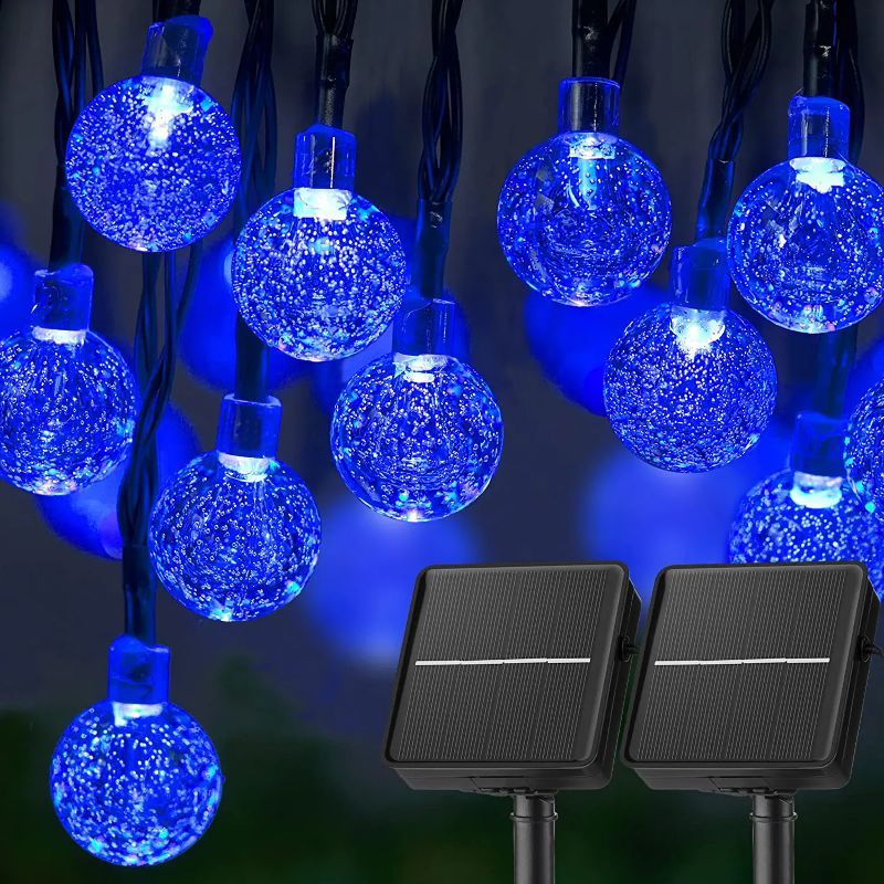 Solar String Lights Outdoor 60 Led 35.6 Feet Crystal Globe Lights with 8 Lighting Modes,-Sparklie Lights