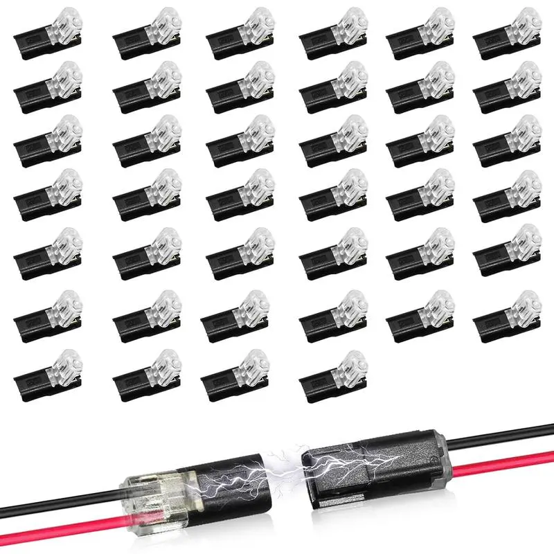 Double-Wire Plug-in Connector Led Light Strip Connectors 2 Pin, Low Voltage Wire Connector with Locking Buckle