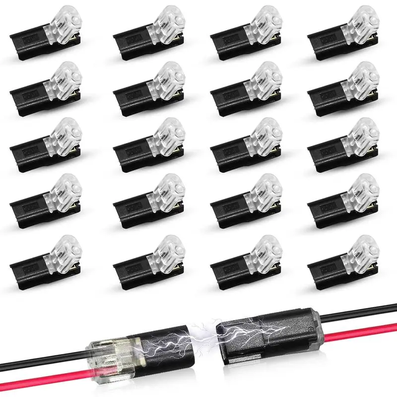 Double-Wire Plug-in Connector Led Light Strip Connectors 2 Pin, Low Voltage Wire Connector with Locking Buckle