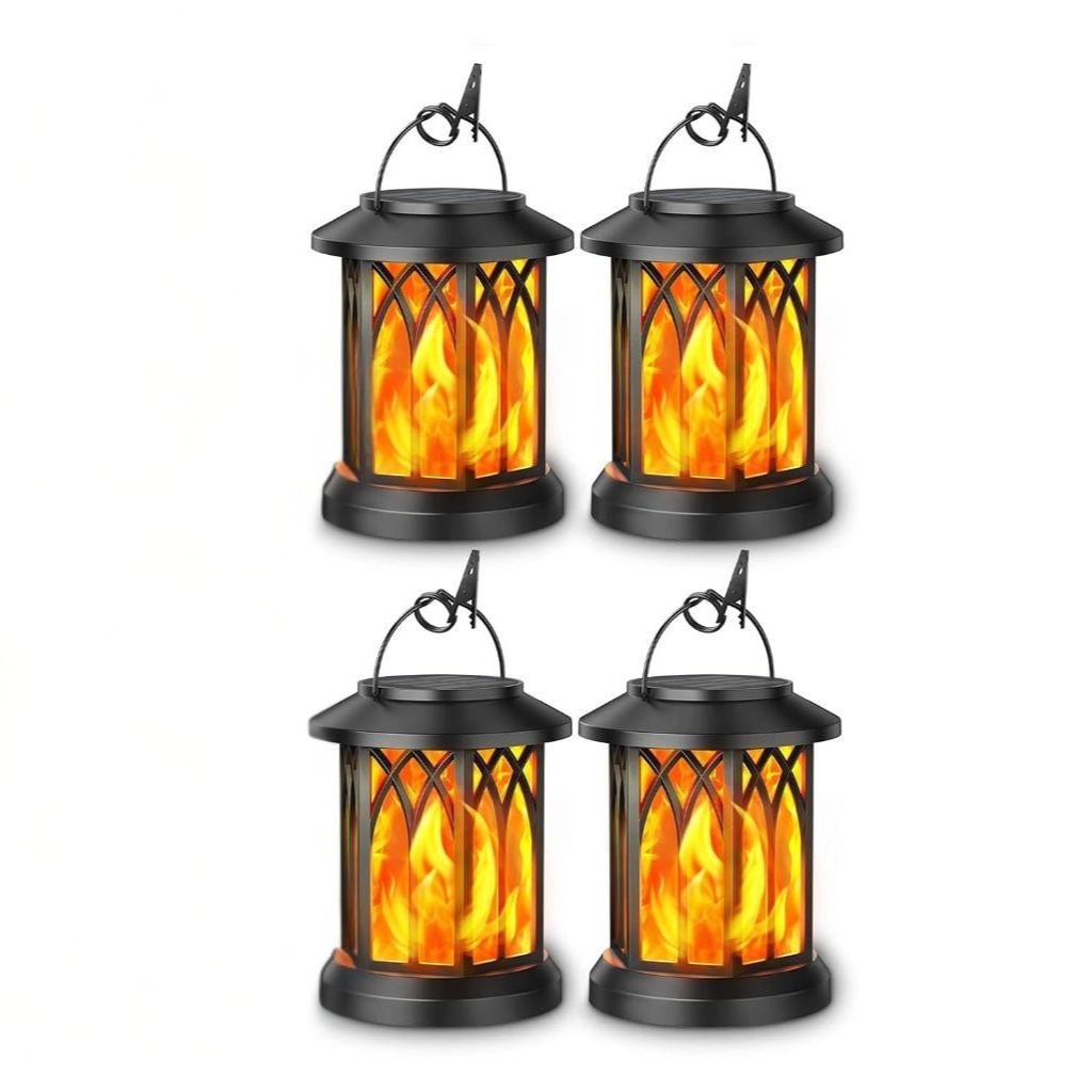 Solar Lantern Outdoor Lights 4 Pack Flickering Flame Decorative