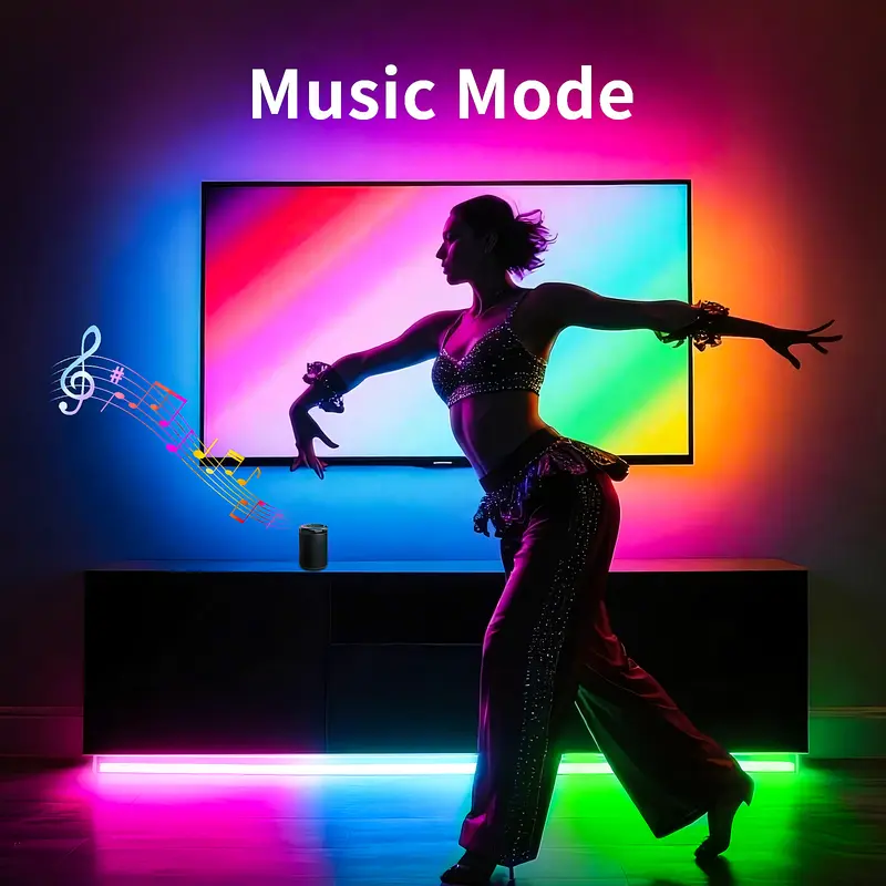 Music Sync LED Strip Lights With Adhesive Backing And Control