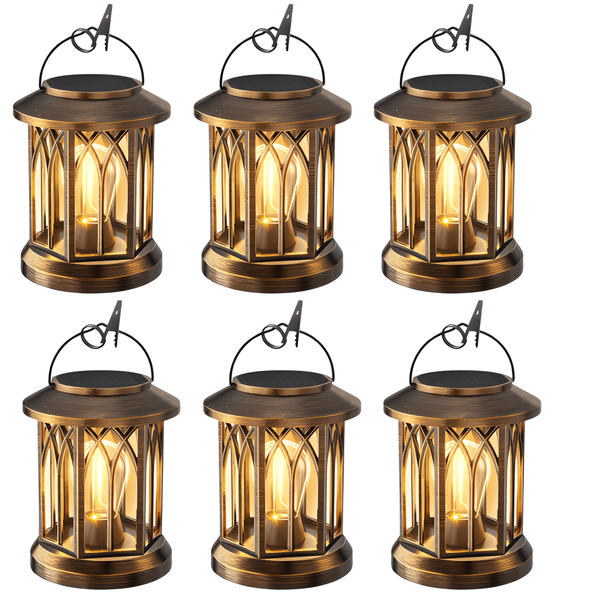 Outdoor Waterproof Solar Lanterns With Bright LED Hanging Lights