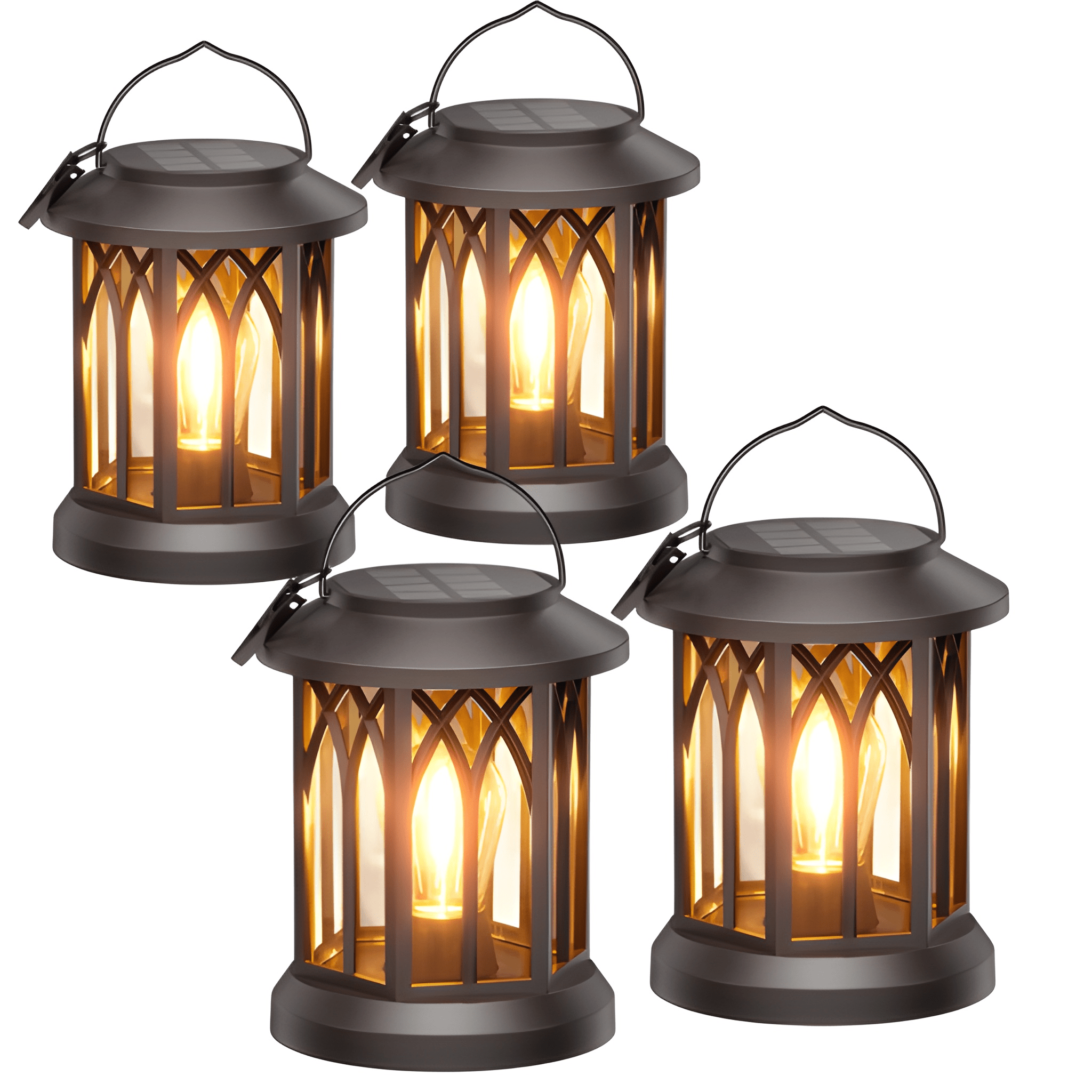 Outdoor Waterproof Solar Lanterns With Bright LED Hanging Lights