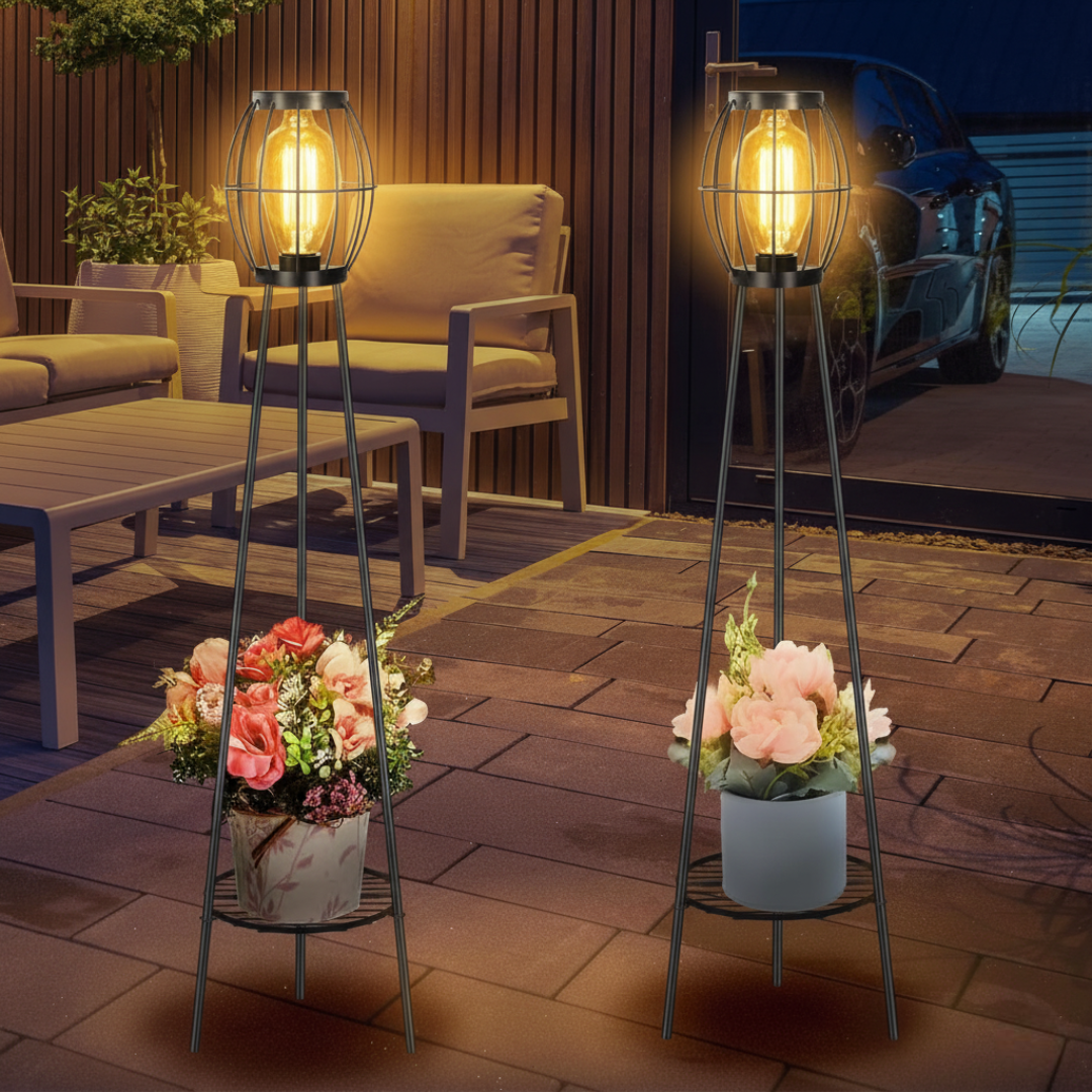 2 Pack Solar Lights Outdoor with Plant Stands