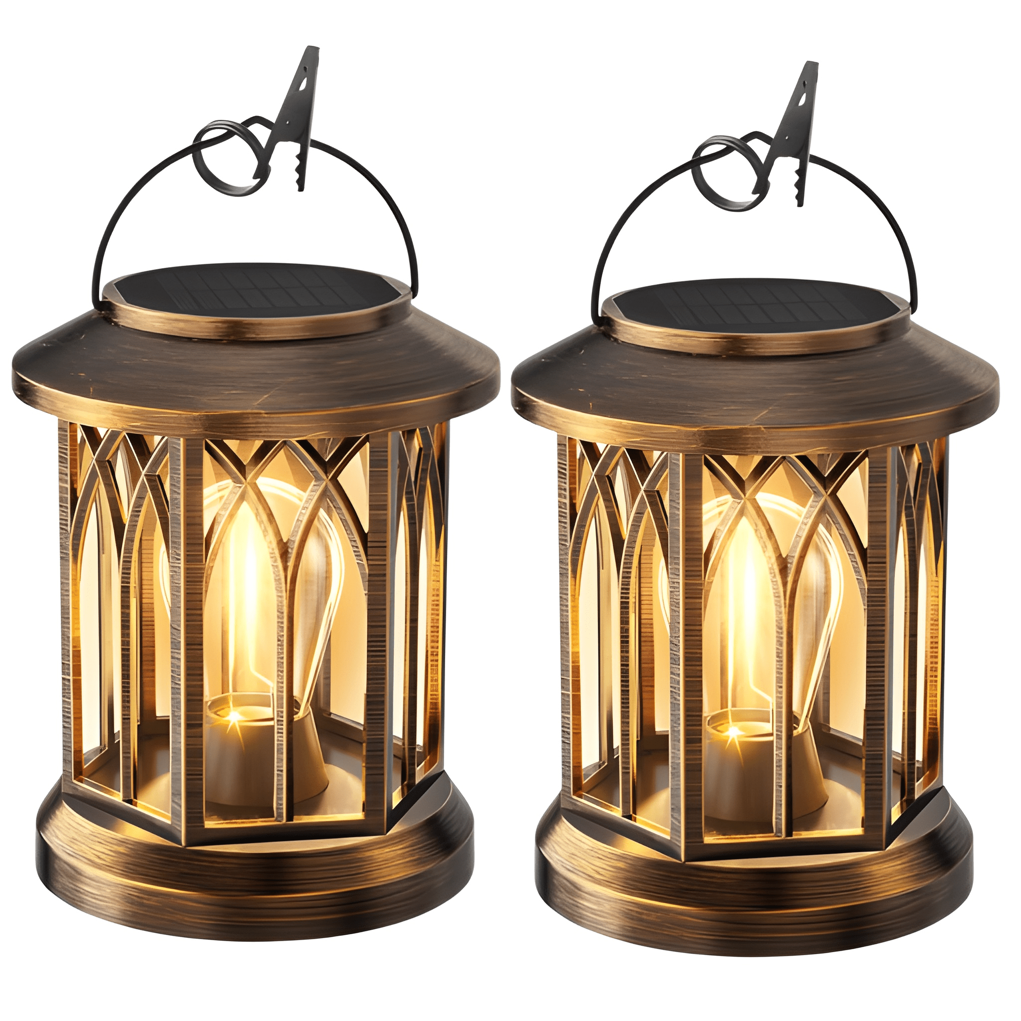 Outdoor Waterproof Solar Lanterns With Bright LED Hanging Lights
