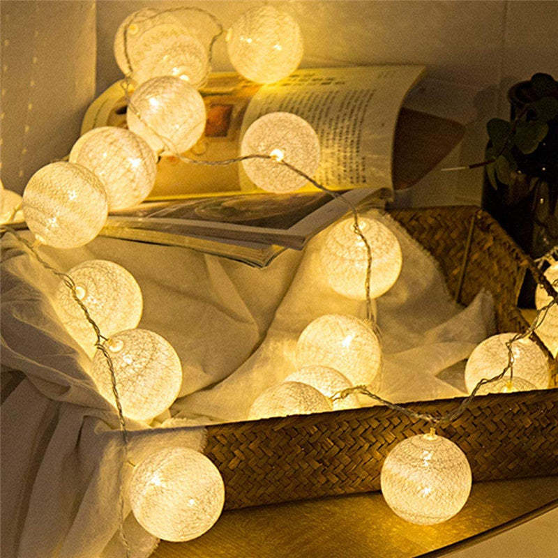 The Cotton Ball Battery LED String Lights-Sparklie Lights