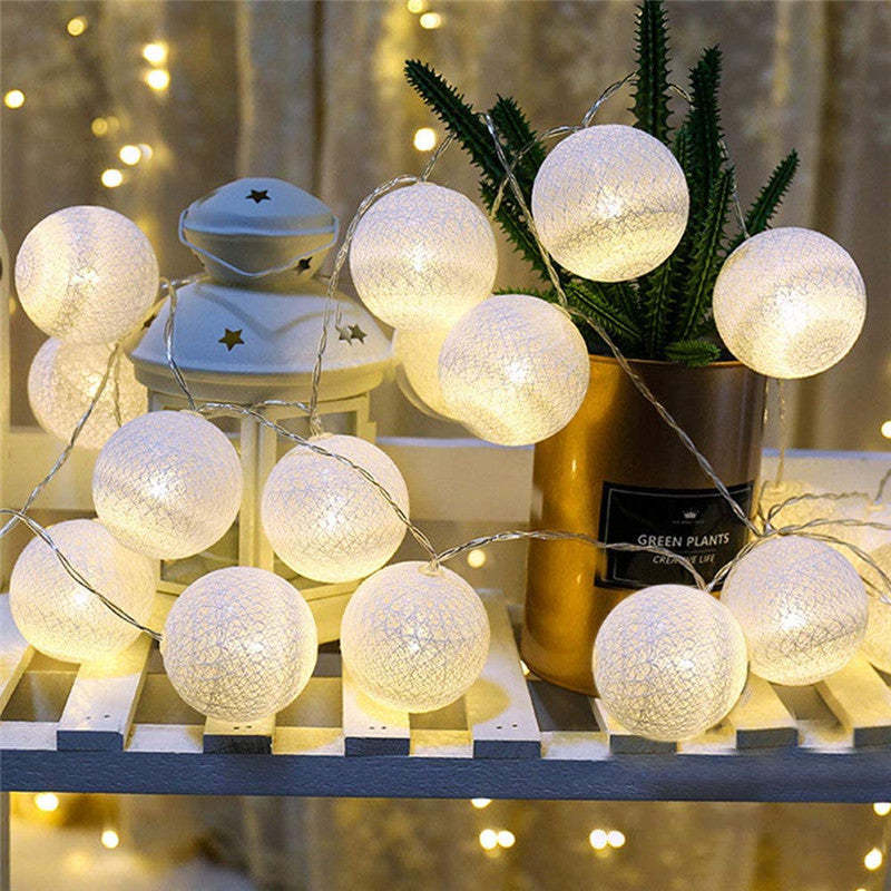 The Cotton Ball Battery LED String Lights-Sparklie Lights