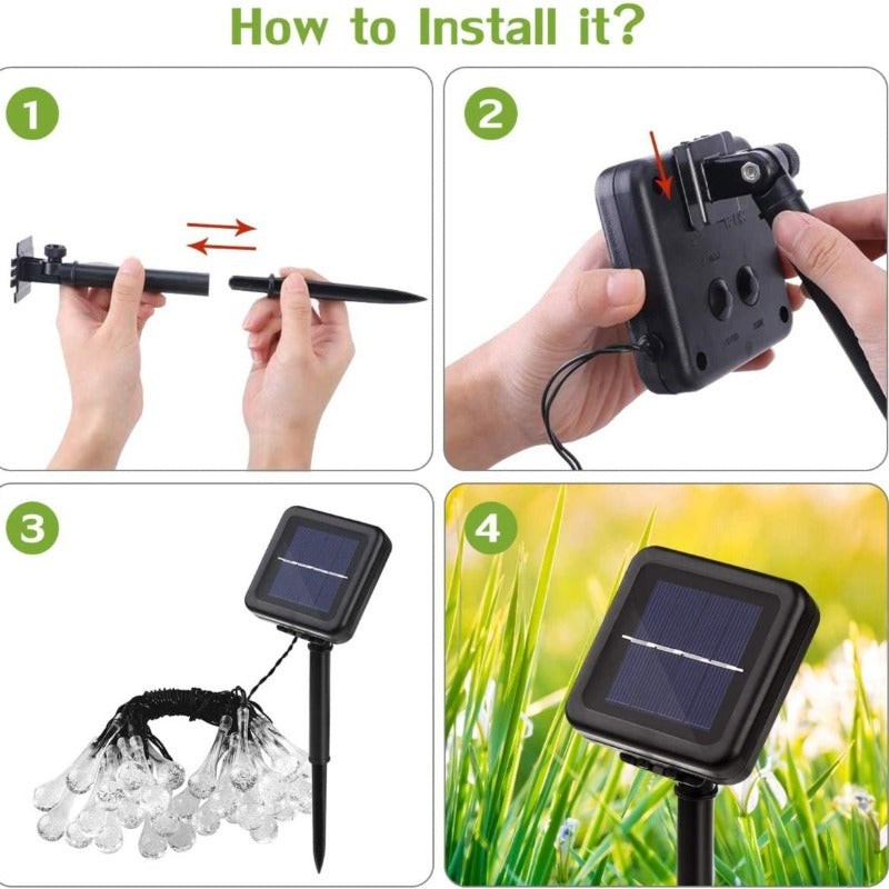 The Water Drops Solar String Lights-Sparklie Lights