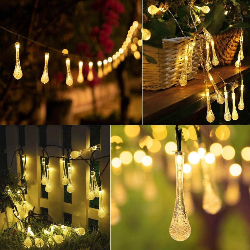 The Water Drops Solar String Lights-Sparklie Lights