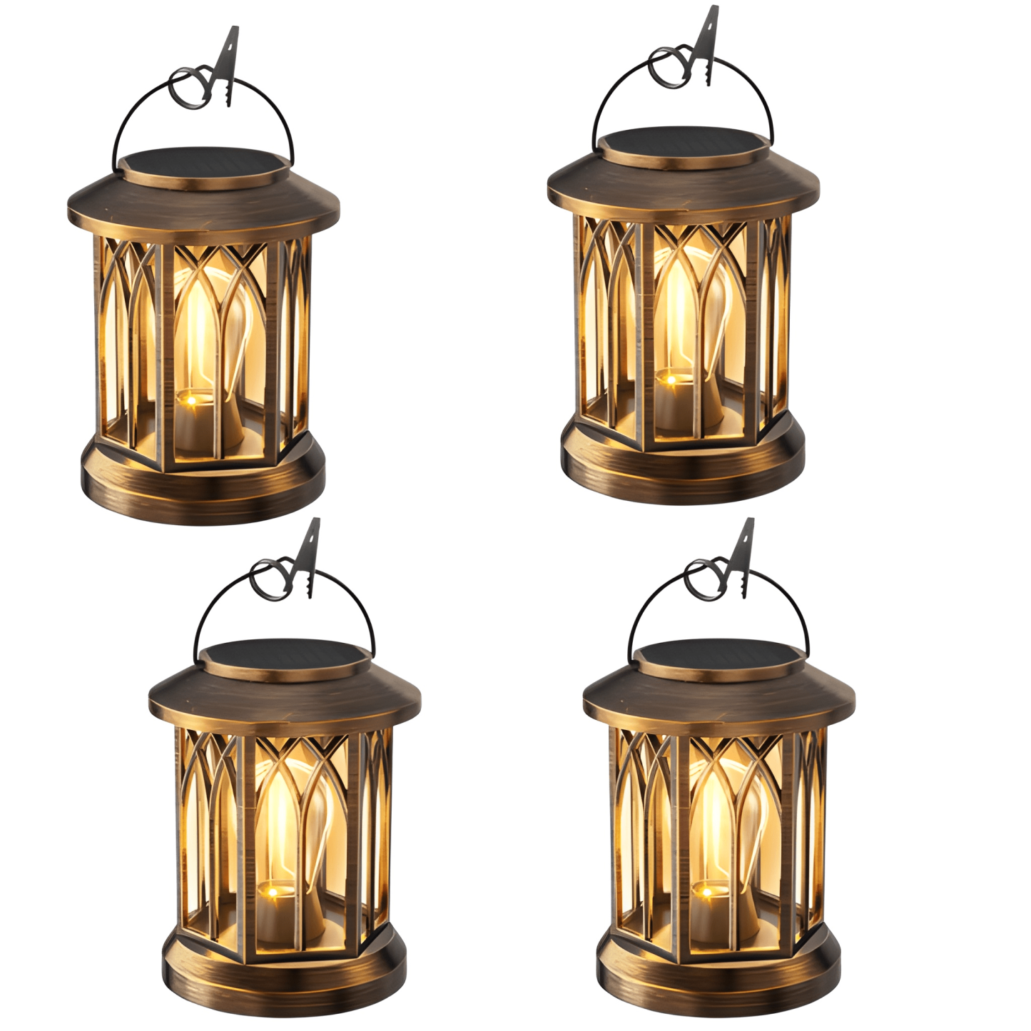 Outdoor Waterproof Solar Lanterns With Bright LED Hanging Lights