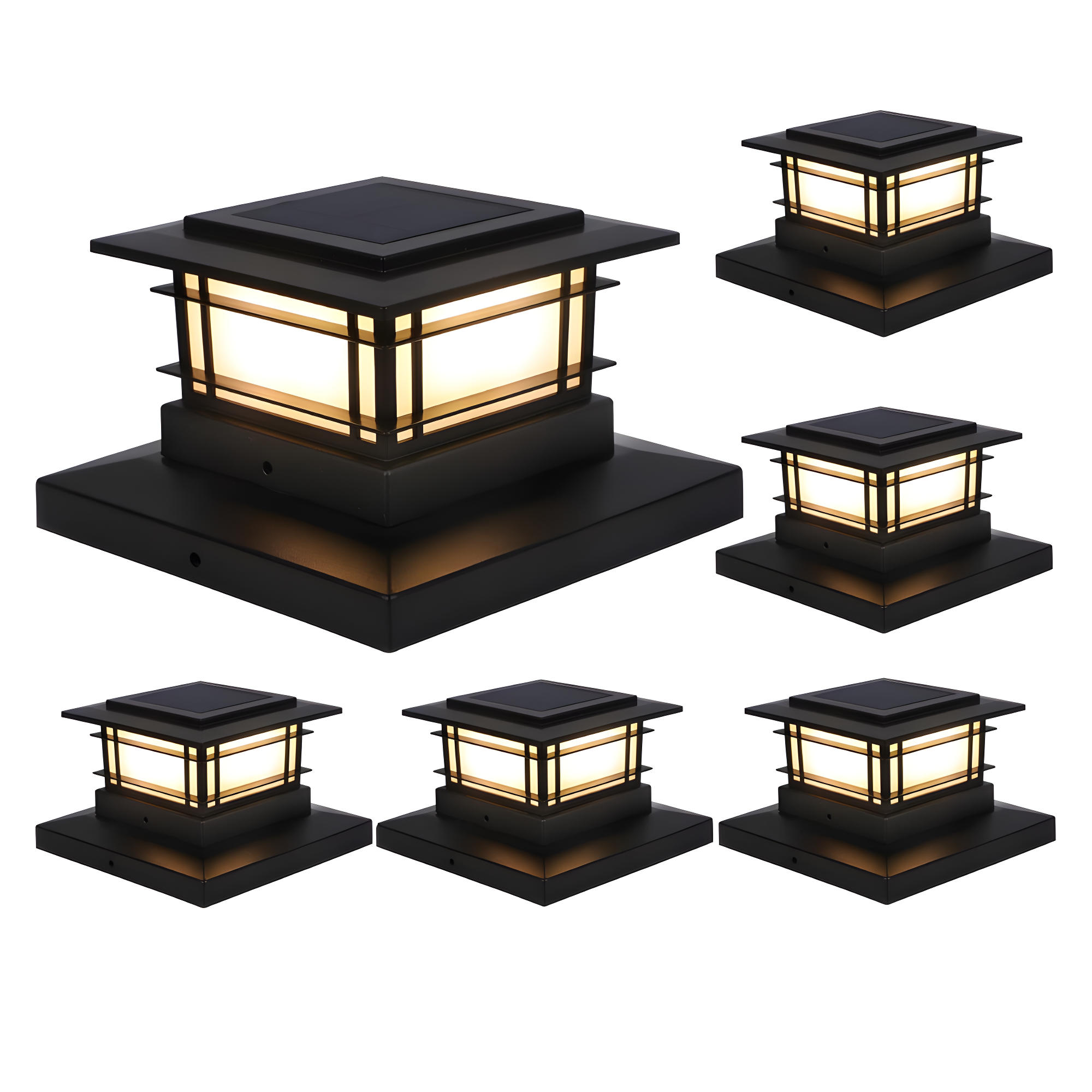 Solar Flickering Flame Post Cap Lights For Outdoor Fence