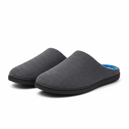 Mens Two Tone Memory Foam Indoor Slippers with Non Slip Sole