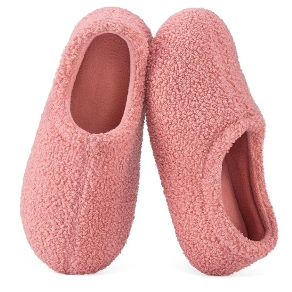 Womens Fuzzy Curly Fur Foam Loafer Slippers