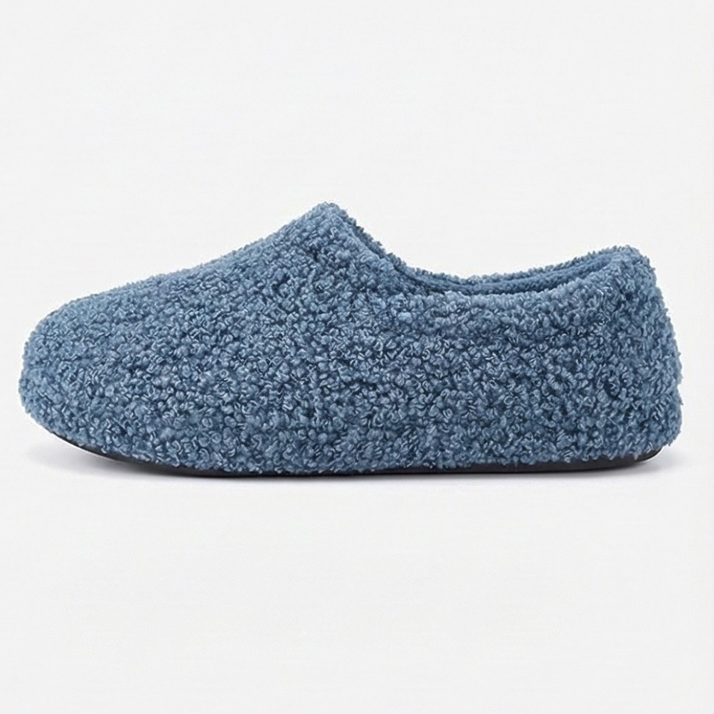 Womens Fuzzy Curly Fur Foam Loafer Slippers
