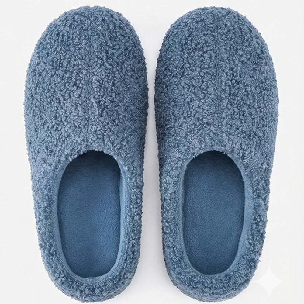 Womens Fuzzy Curly Fur Foam Loafer Slippers